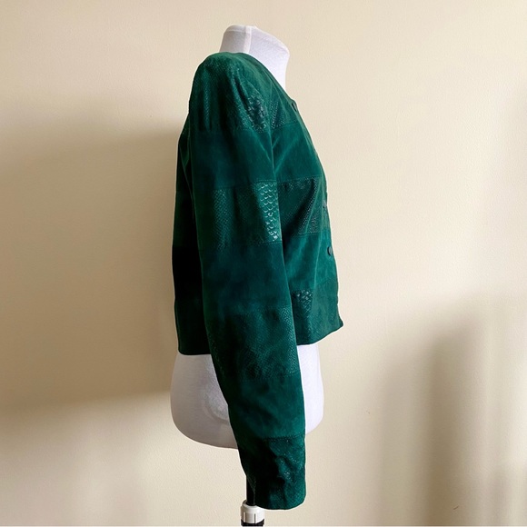 vintage 80s forest green suede jacket - Picture 11 of 15